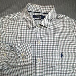 Polo Ralph Lauren Mens Large Non Iron Plaid Checkered Dress Shirt
